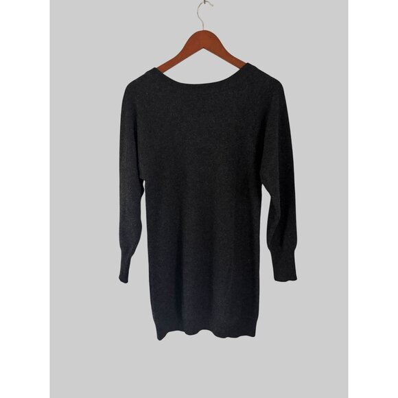 Aqua Cashmere Womens Dark Gray Sweater Dress XS 3/4 Sleeve 100% Cashmere - Picture 7 of 7